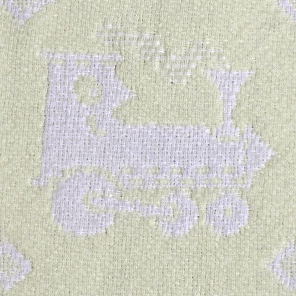 Vtg Baby Blanket Yellow White Ducks Train Waffle Fringe Japan 43"x43" FRIEMANIT - Picture 5 of 12